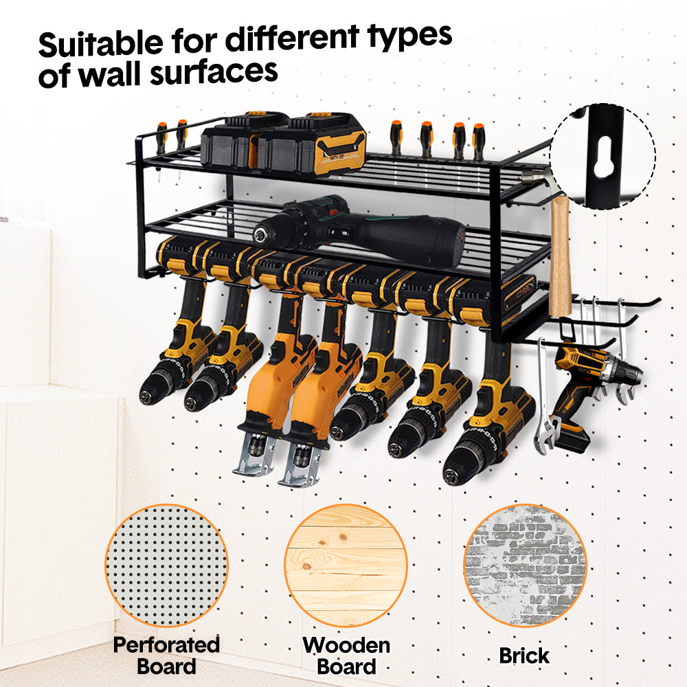 Power Tool Organizer Wall Mount 7 Drill Holder 3 Layer Heavy Duty Metal for Drill Plier Hammer Rack Suitable for Workshop Garage โ image 6