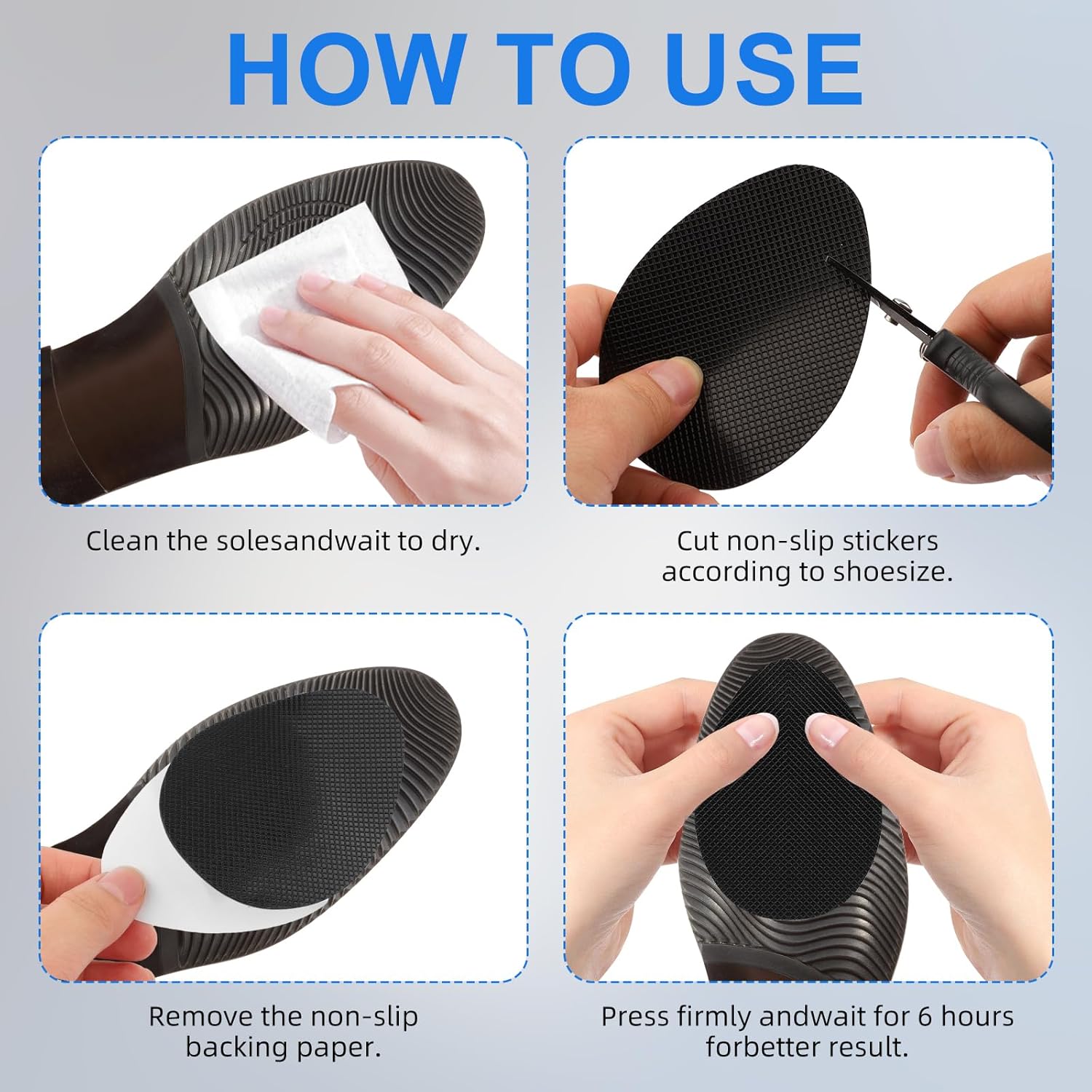 16 PCS/8 Pairs Non-Slip Shoe Pads for Bottom of Shoes– Self-Adhesive Sole Protectors for High Heels & Flats – Anti-Skid Shoes Grips Stickers for Slippery — image 5