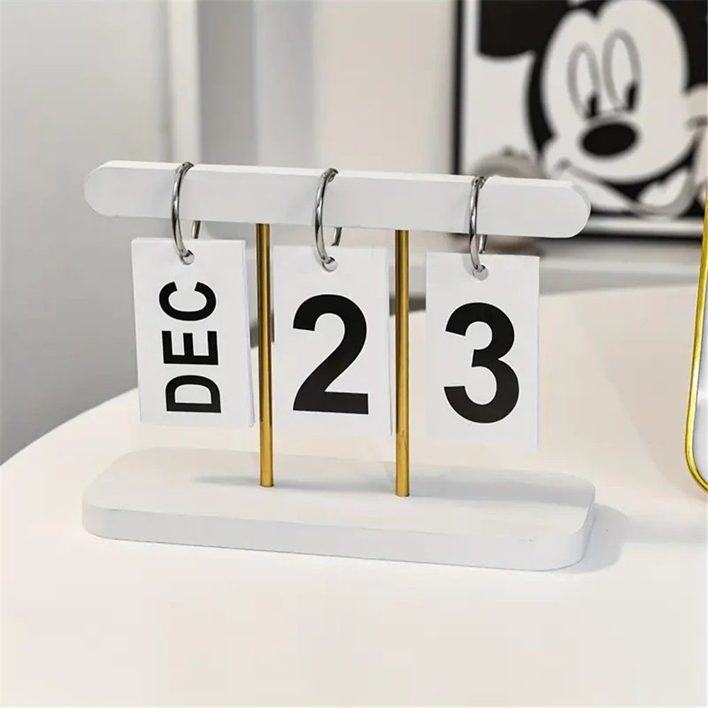 Perpetual Daily Flip Calendar for Desk Reusable Office Desktop Decor Home Accessories Photography Props (White) — image 2