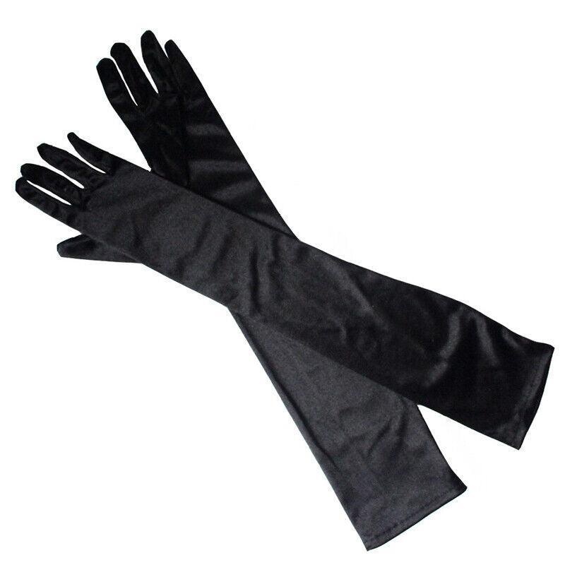 Elegant Long Satin Evening Gloves Formal Dress Accessory for Opera Prom Party Women - Red — image 2