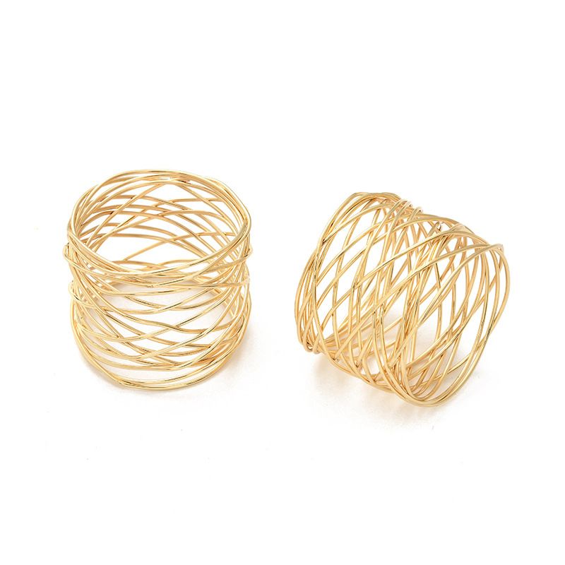 Napkin Rings,Christmas Table Decoration Golden Round Mesh Napkin Rings- Set of 12 for Weddings Dinner Parties or Every Day Use — image 2