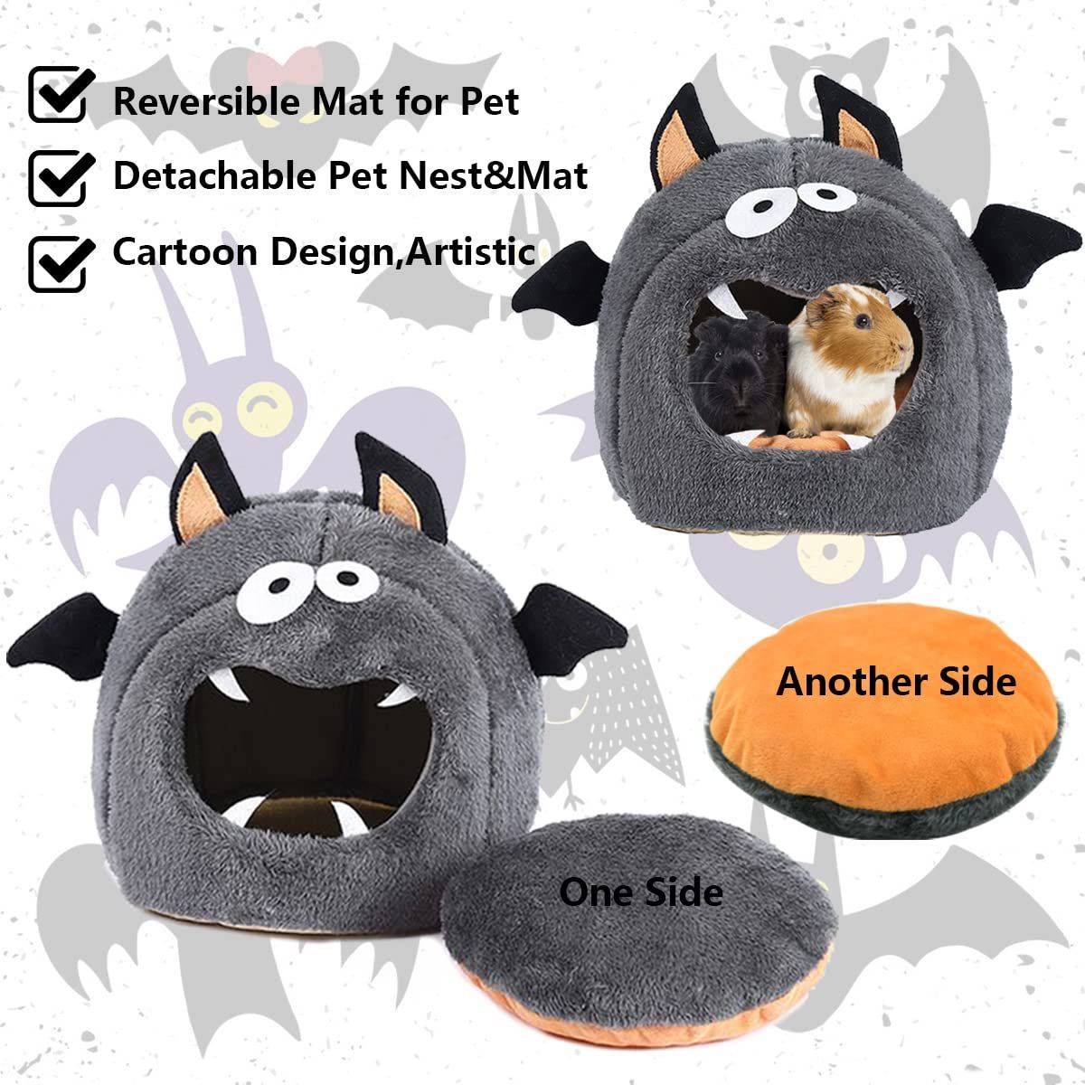Guinea Pig Bed Hideouts Warm Small Animal Pet Beds Monster Hamster Bed House Accessorie for Guinea Pig Chinchilla Hedgehog Hamster โ image 2