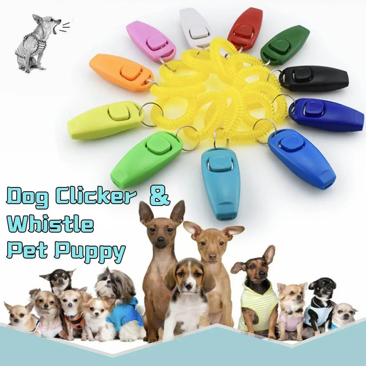 Dog Whistle and Clicker Set for Training Stop Barking Obedience Tool Combo - Green โ image 2