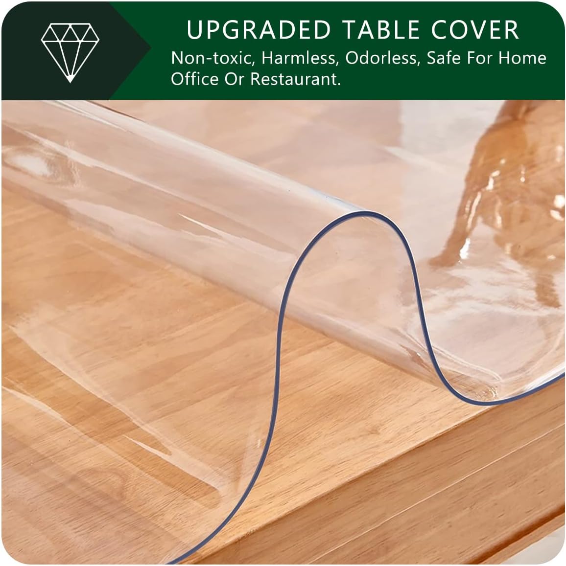 Upgraded 12x24 Inch Clear Plastic Dining Table Cover Protector PVC Vinyl Heat Resistant Tablecloth for Wood Furniture Coffee Bed Sofa Side Corner Table Top — image 2