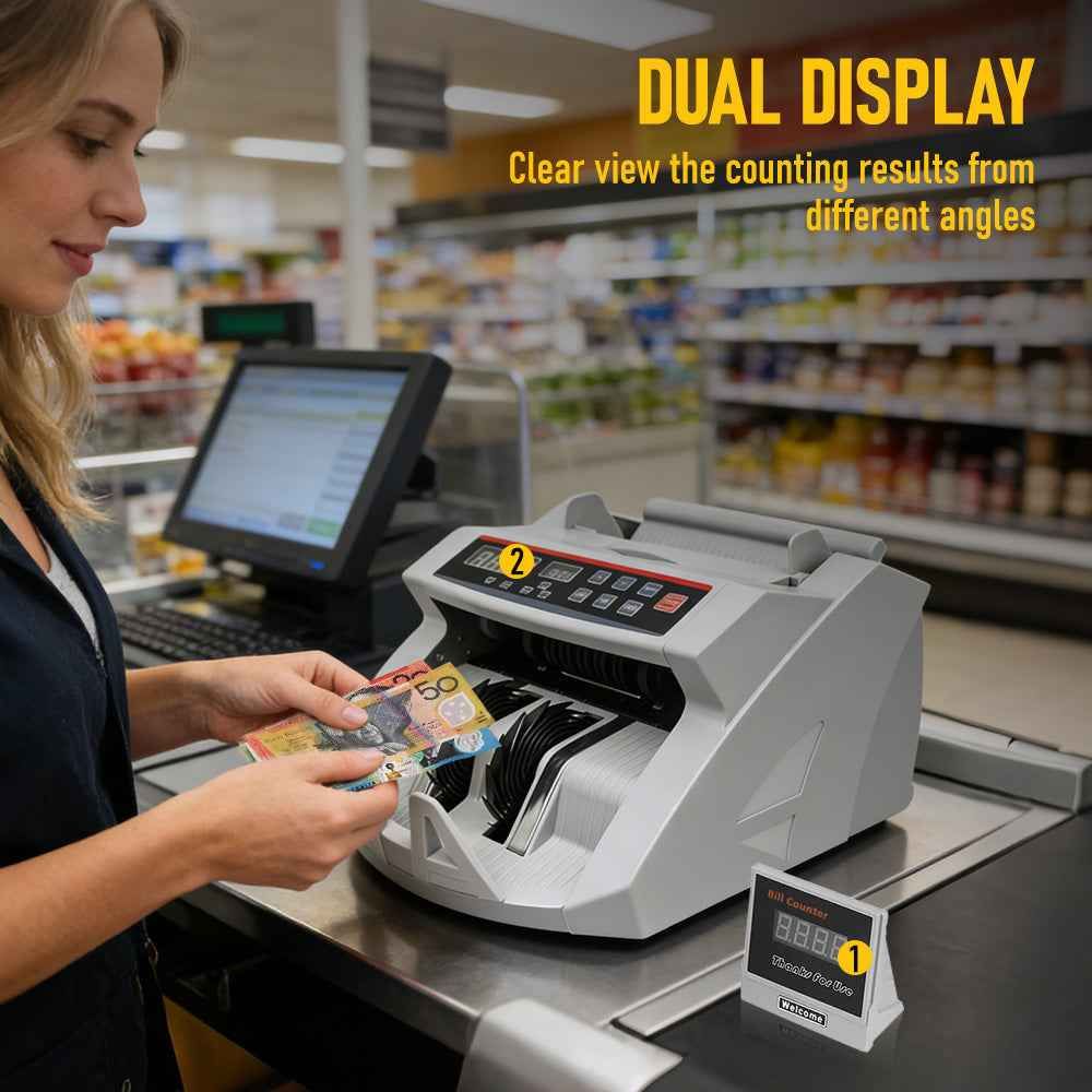 Automatic AUD Money Counter Machine with UV/MG/IR Detection, High-Speed Banknote Counter & Digital Display(29.2x24.6x17.8cm) — image 2