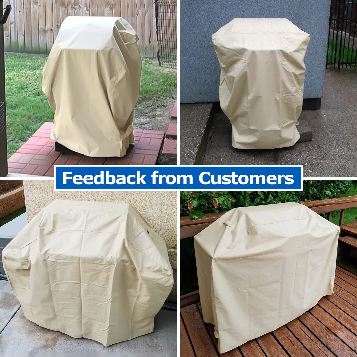 Grill Cover 60 Inch, Outdoor Heavy Duty Waterproof BBQ Grill Cover, All Grills and More, Beige Grill Cover โ image 3
