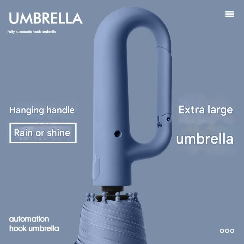 Automatic Open/Close Umbrella with UPF50+ Sun Protection - 10-Rib Windproof Design, Carabiner Handle(Black) — image 2