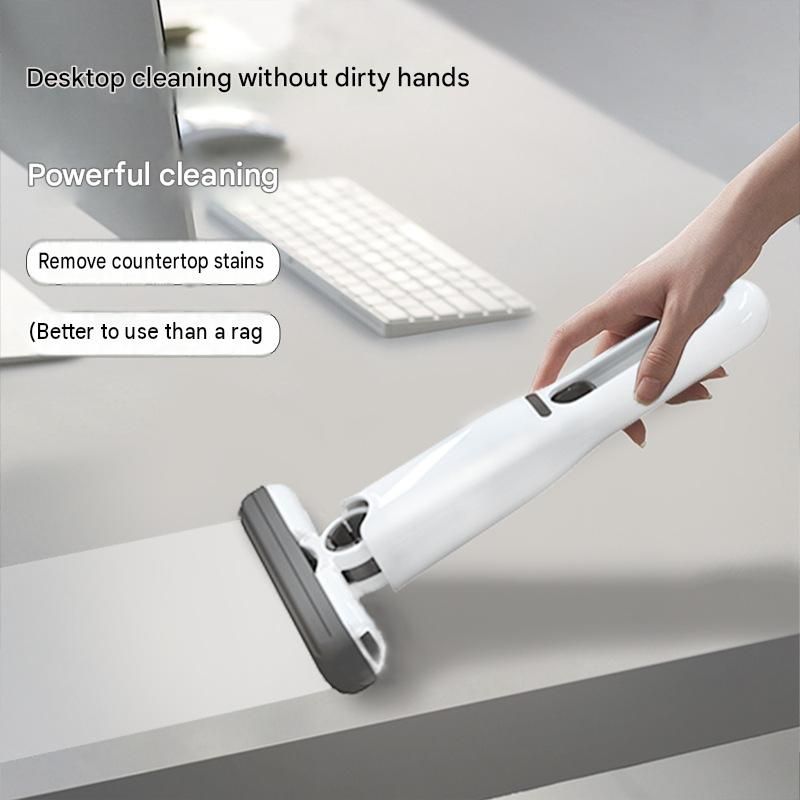 Mini Handheld Foldable Mop WIth ABS Handle and 2 Sponge Head- Hand-Free Squeeze Design - Compact Desktop Cleaner for Kitchen and Bathroom — image 3
