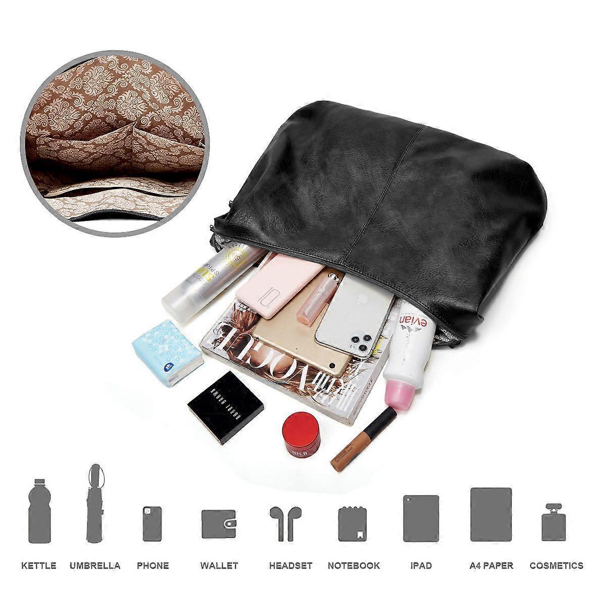 Women's Soft Leather Tote Bags 3pcs Fashion Handbag Wallet Shoulder Purse Set โ image 4