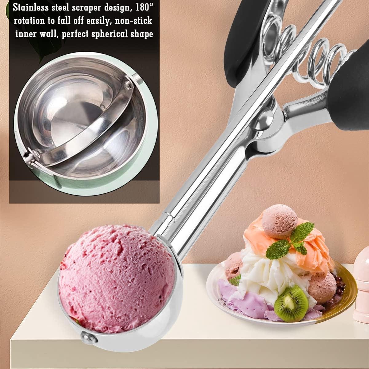 Stainless steel ice cream scoop – Spherical scoop for fruit, cookies and ice cream sorbets — image 2