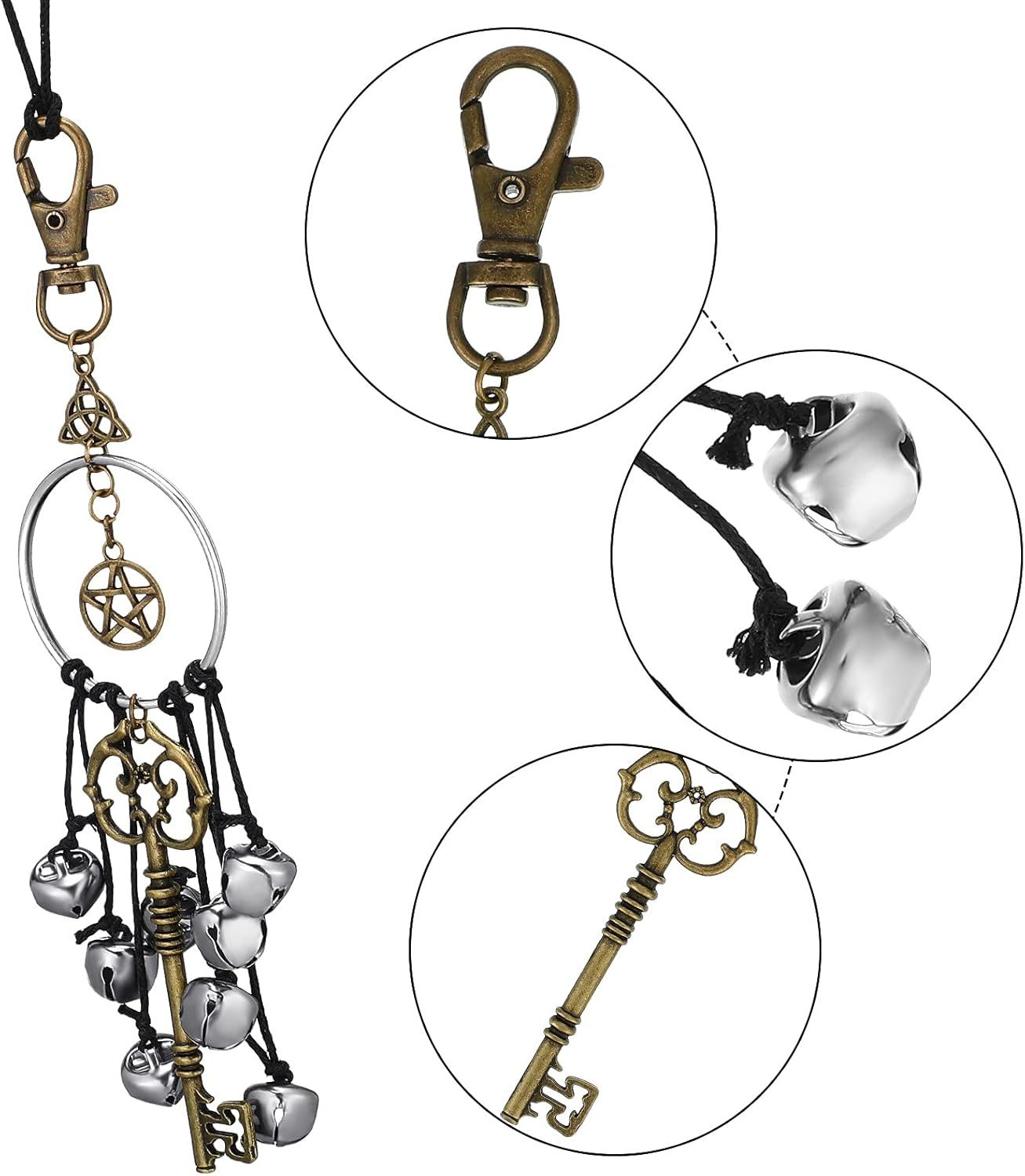 Witch Bells or Door Witchcrat Bells Supplies Wiccan Decor Altar Bell Antique Magic Keys Witchy Wicca Home Protection Decor Kitchen Witch Decor (2 Pieces) — image 3