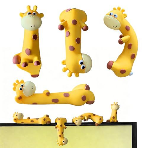 Mini Resin Desk Giraffe Decor, 4 Pcs, Cute Giraffe Figurines Set | Funny Decorations Accessories for Office Desk, Car Dashboard, Monitor. Double-sided Tape โ image 2