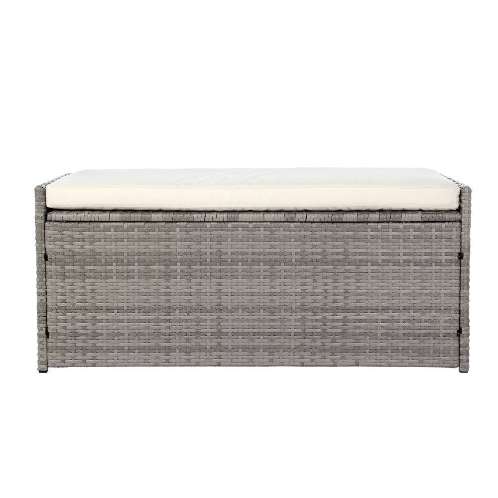 Gardeon Outdoor Storage Bench Box Wicker Garden Sheds Tools Cushion Patio Furniture Grey โ image 3