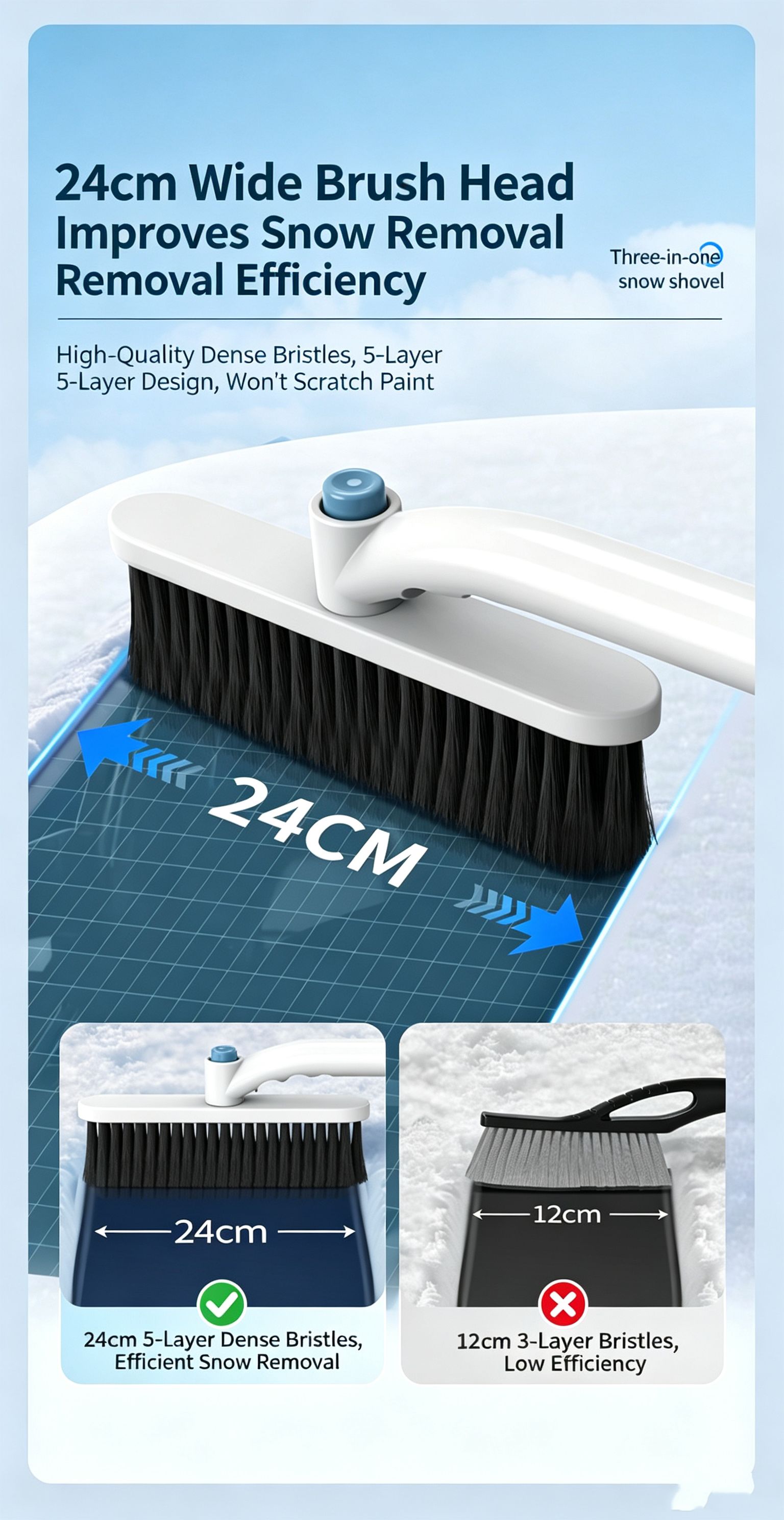 Three-in-One Extendable Car Multi-Function Ice and Frost Removal Shovel,grey — image 5