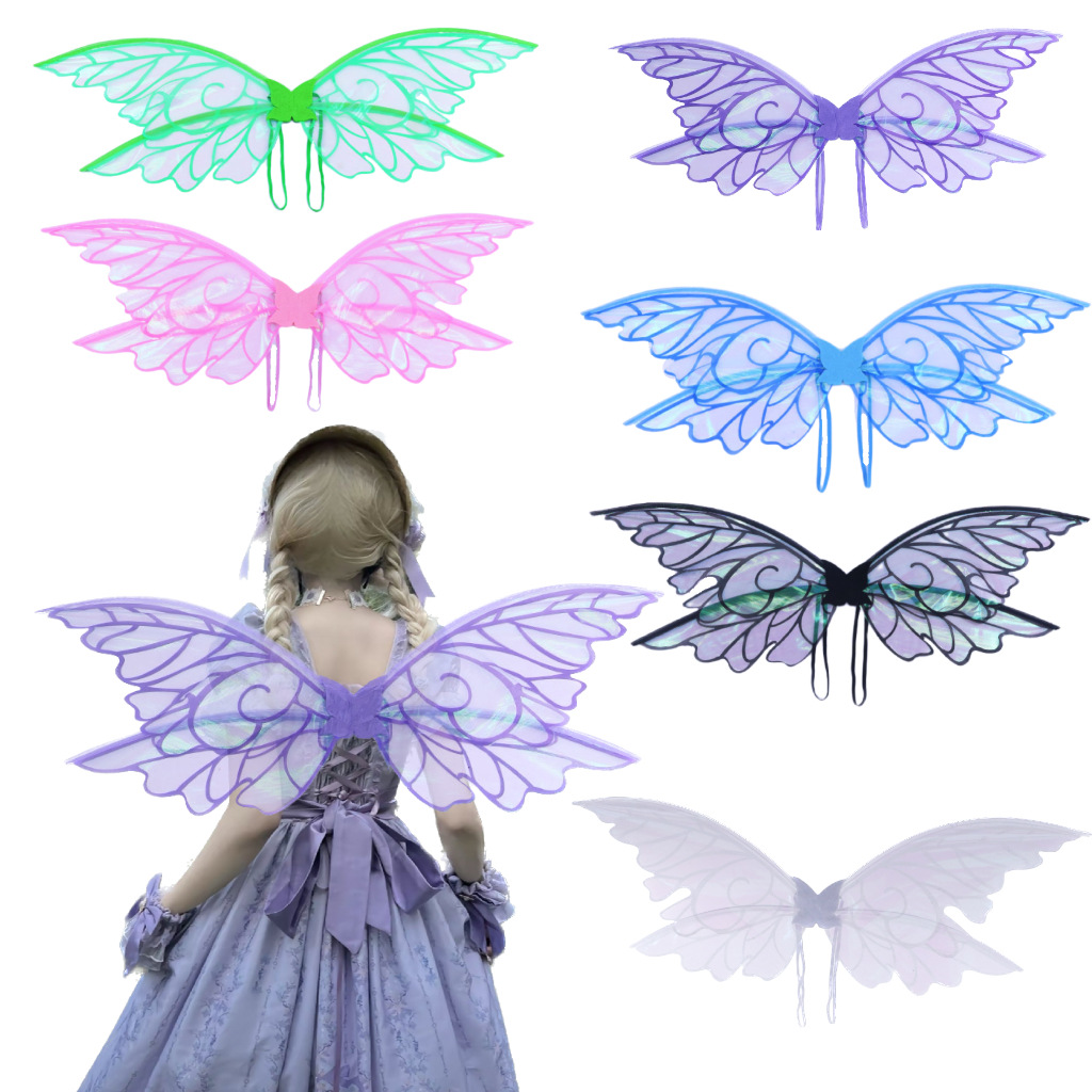 Black Enchanting Iridescent Fairy Wings - Sparkle Butterfly Elf Wings for Costume Parties, Cosplay & Dress-Up Fun โ image 2