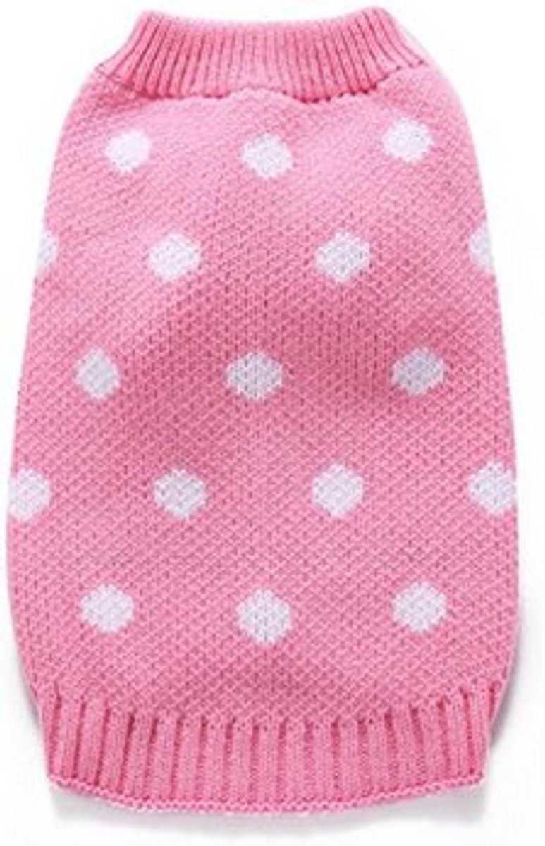 Dog Sweater - Classic Dog Sweater - Polka Dot Knit Sweater - Dog Coat - Puppy Clothes - Autumn and Winter Dog Clothes - Pink - Size L - Perfect for โ image 2