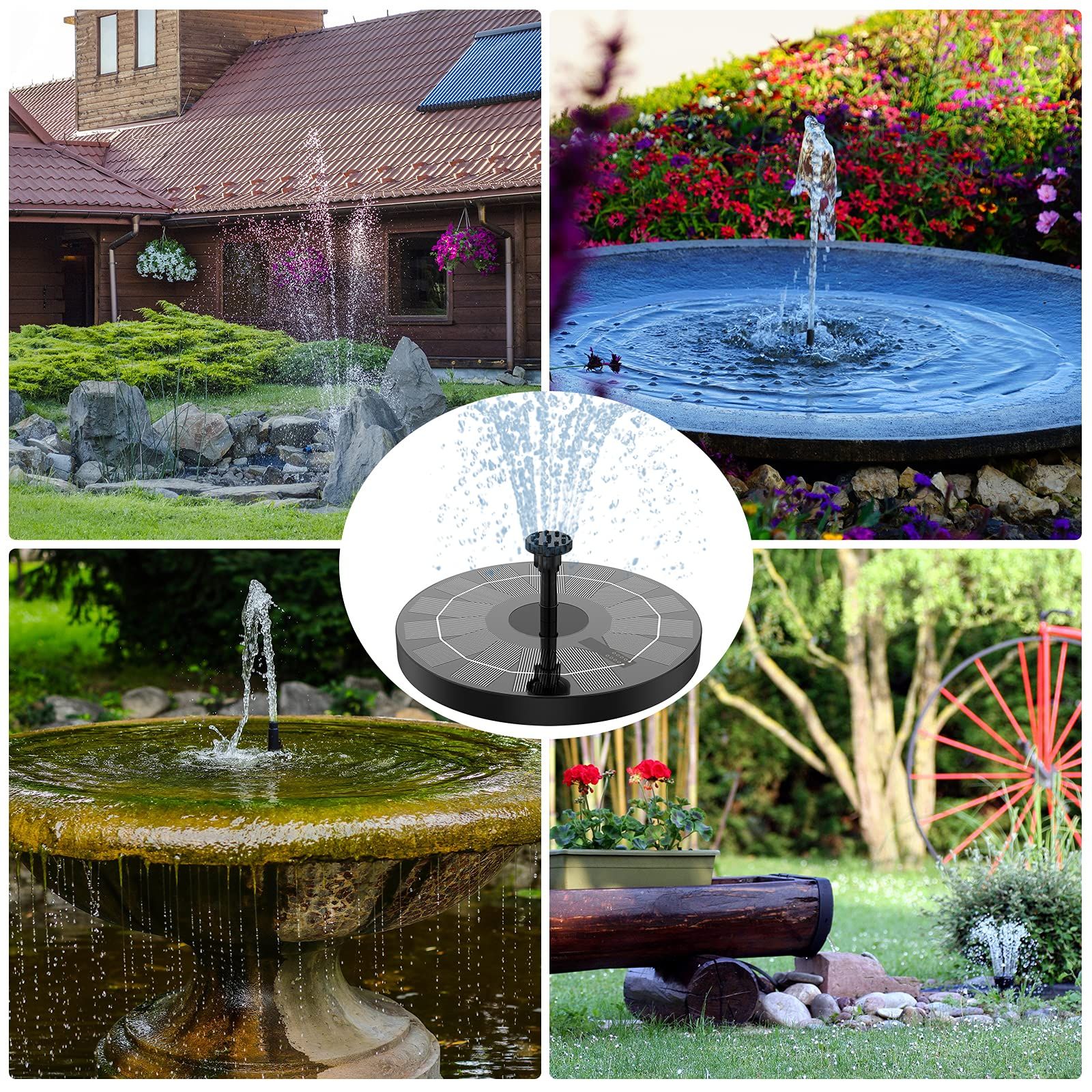 Solar Fountain Pool Garden Flowing Pool Fountain Floating Outdoor Bird Bathtub Courtyard Landscape Small Fountain โ image 5