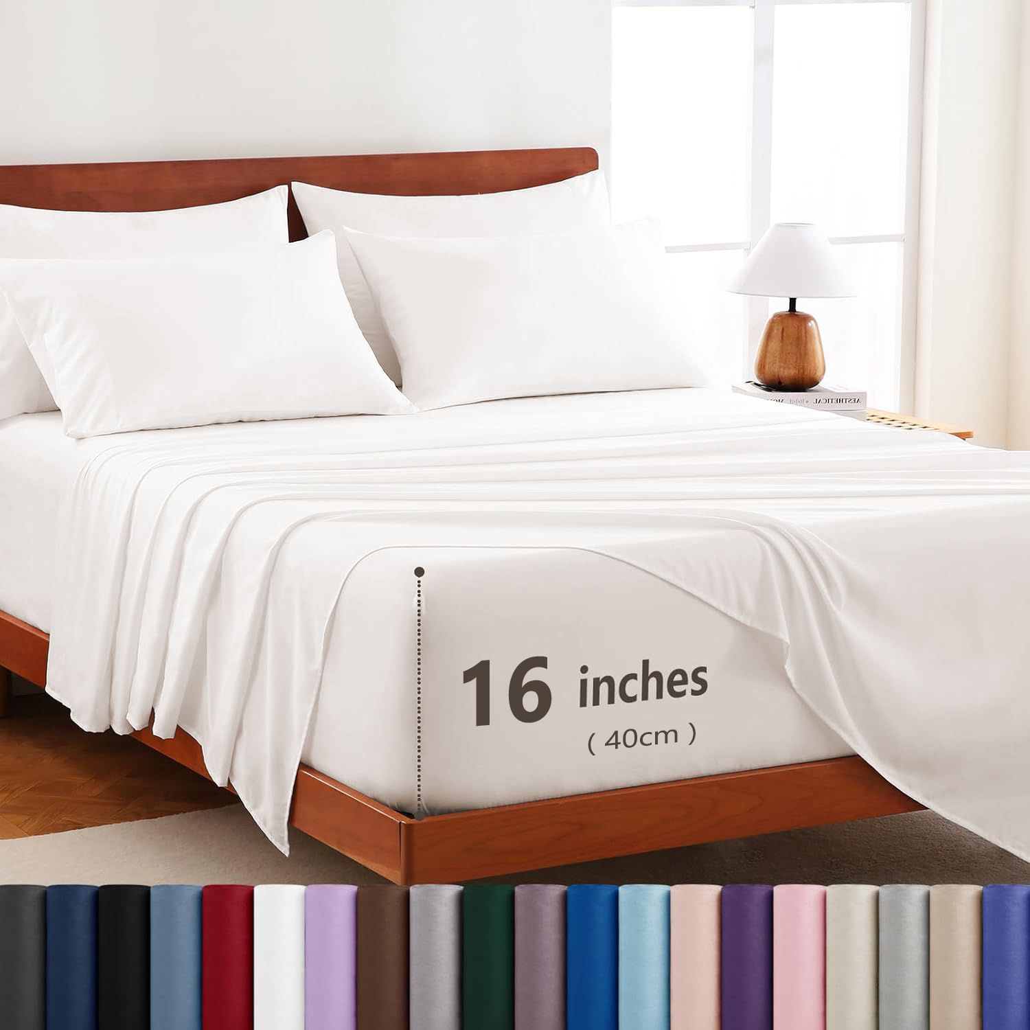 Hotel Soft Bed Sheet Set- Bedding Sheets & Pillowcases -Breathable Bedding - Wrinkle, Fade, Stain Resistant-Deep Pocket Flat Fitted Bed Sheet Set(White,King