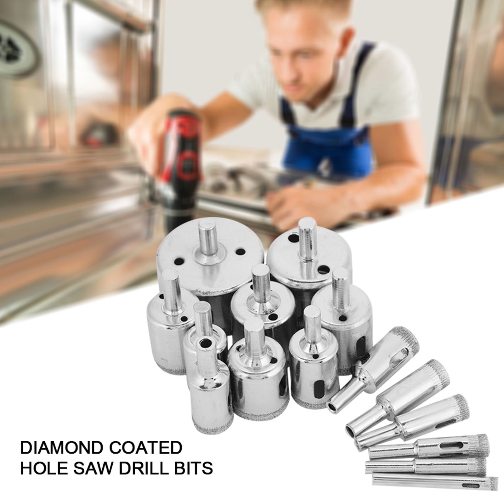 15Pcs/Set Diamond Coated Core Drill Bit 6~50mm Hole Saw for Tile Ceramic Glass Porcelain Marble — image 5