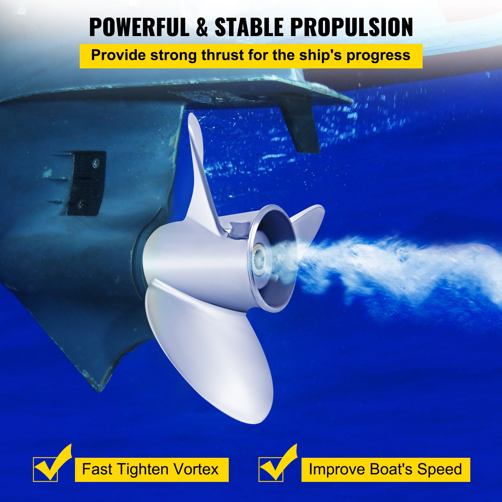 Outboard Propeller, Replace for OEM 3860709, 3-Blade 14.5/" x 21/" Pitch Steel Boat Propeller, Compatible with Volvo Penta SX Drive All Models, with 19 Tooth — image 3