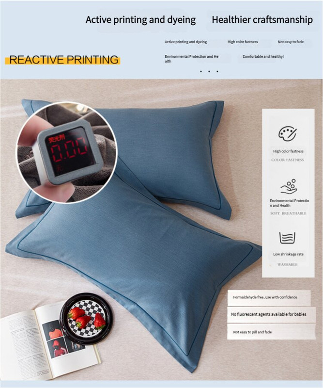 Blue Pure Cotton Flannel Pillowcase Set - Soft, Thickened, Solid Color (Pair, 48x74cm) โ image 4