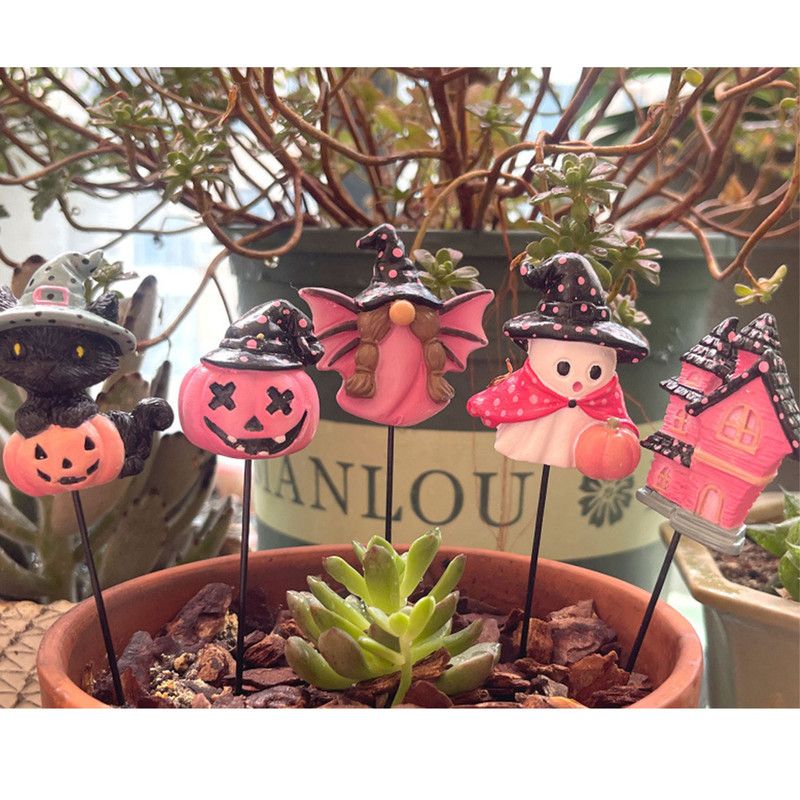 Halloween Pumpkin Skull Succulent Flower Pot Insert – Plant Pot Decoration, Resin Ornament