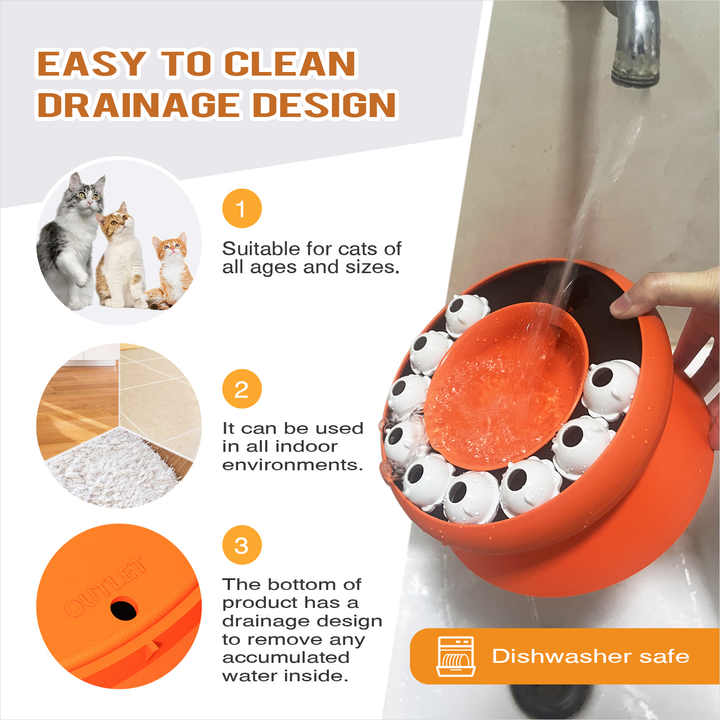 Orange Interactive Slow Feeder Cat Bowl - 15° Tilt Design, Puzzle Feeder for Healthy Eating — image 5