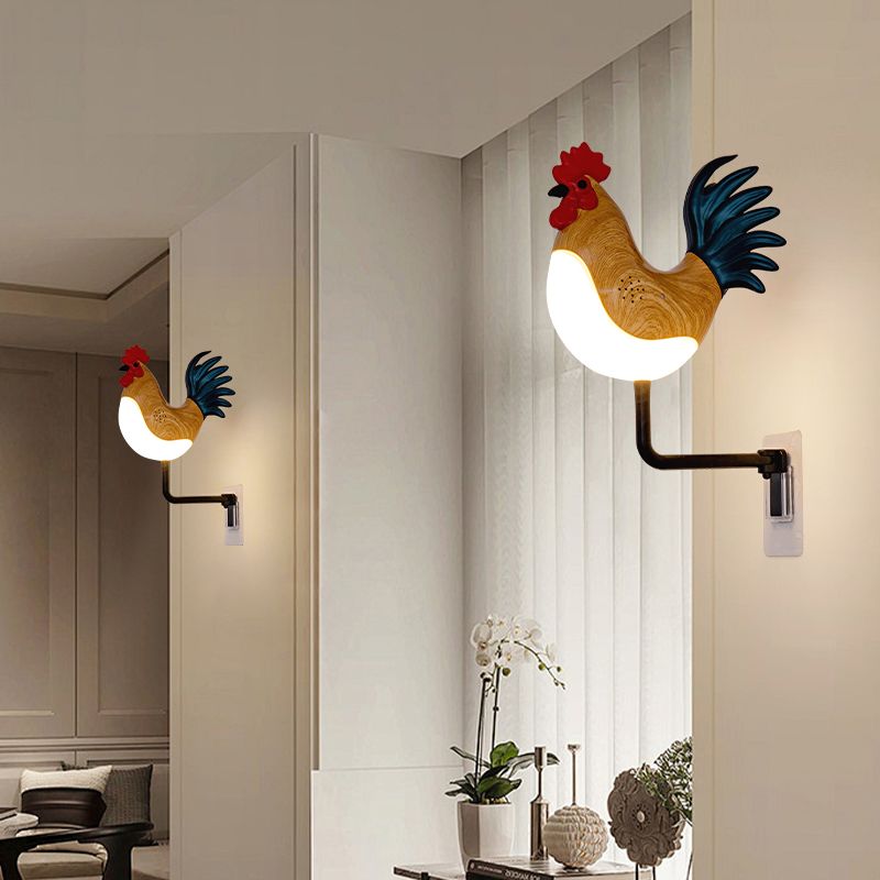 Brown USB Rechargeable Rooster Wall Lamp with Sound, Aromatherapy, and Decorative Design - Creative Nightlight for Bedroom and Corridor โ image 3