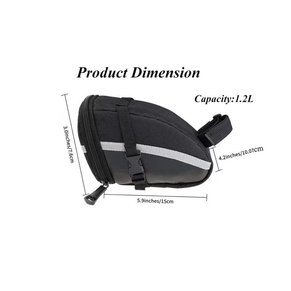Bike Saddle Seat Bag – 1.2L Bicycle Saddle Bag Keep Bike Accessories – Bike Under Seat Pack for Essentials – Quick Release Bike Pouch – Reflective Stripes for — image 3