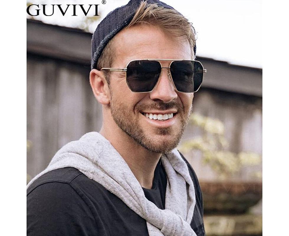 Retro Oversized Square Polarized Sunglasses for Women Men Vintage Double Bridge Shades UV400 Classic Large Metal Sun Glasses โ image 5