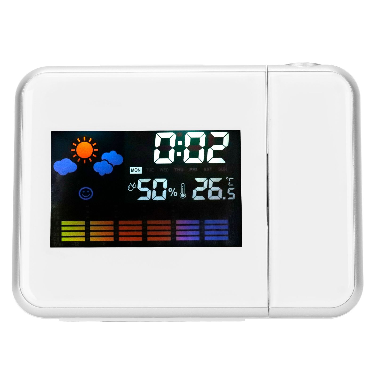 Indoor Projection LED Clock Thermometer Hygrometer Weather Forecast Snooze Perpetual CalendarWhite — image 5