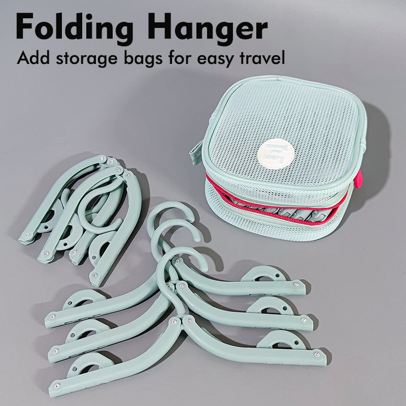 Foldable Travel Hangers with Storage Bag – 10-Piece Compact Clothes Hanger Set for Hotel, Dorm & Home Use (Pink) | Other Colors Available in Store — image 4