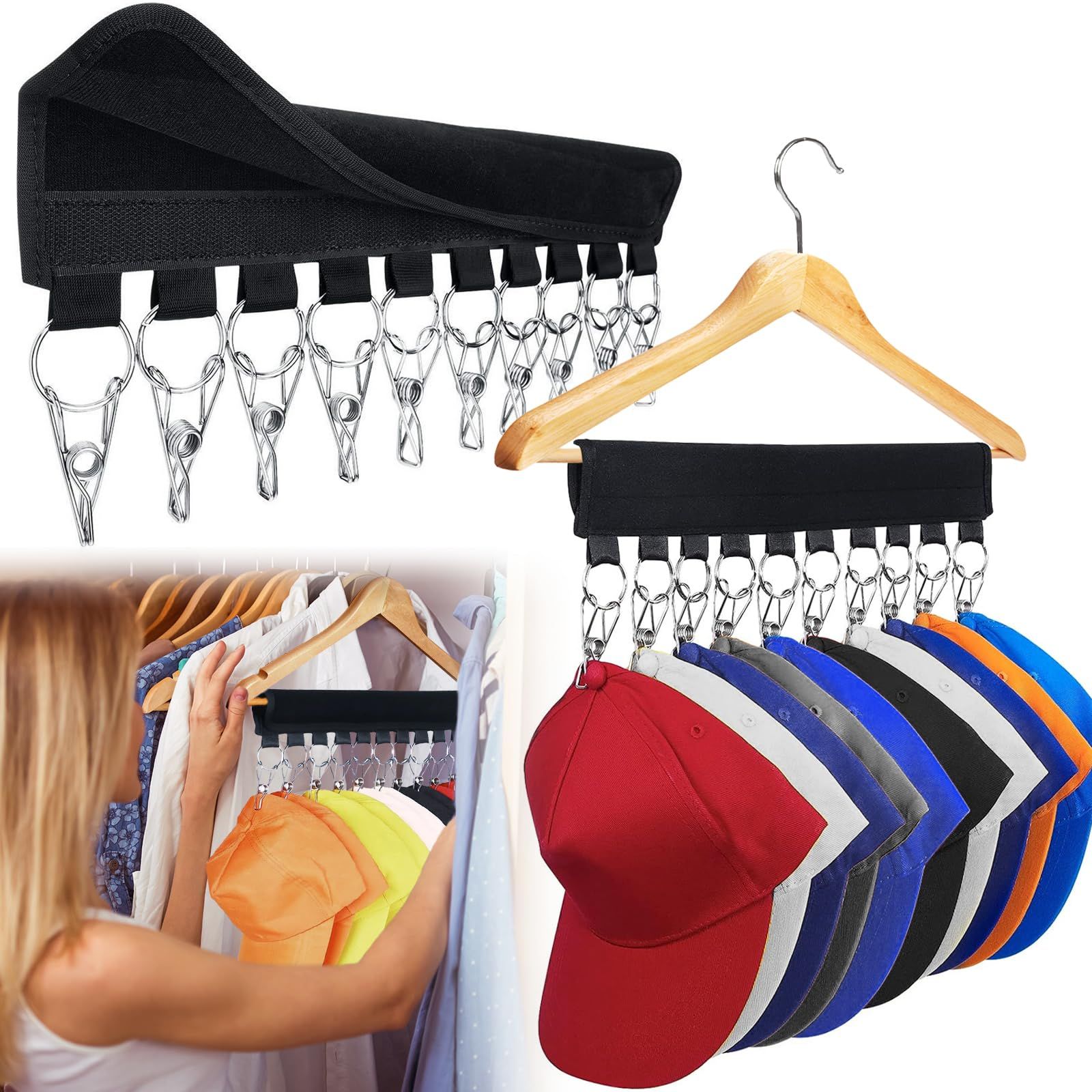 Hat Organizer Holder for Baseball Caps,for Hang Ball Caps & Accessories, Fits All Hangers, Men Women Gift — image 2