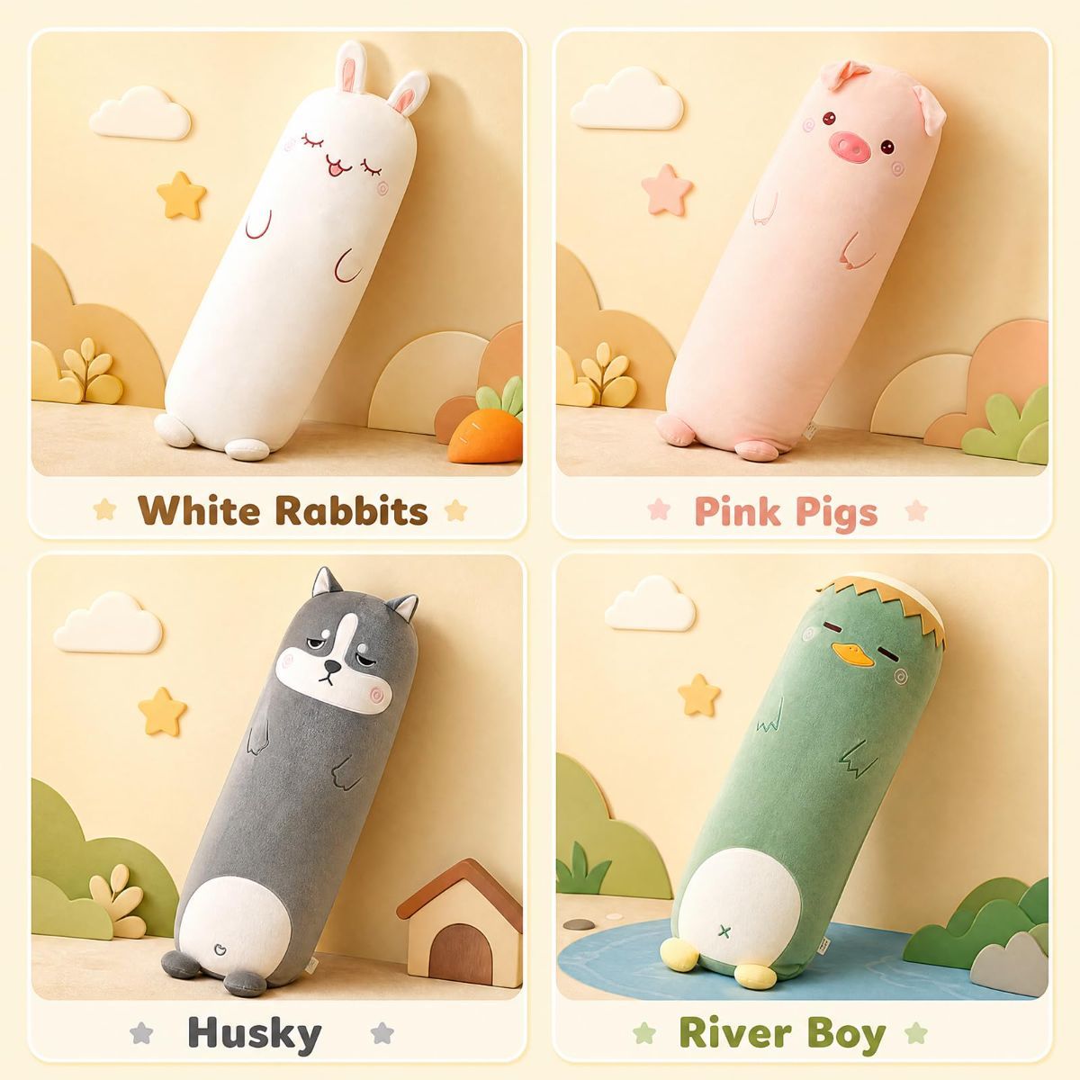 Long-Shaped Pillow Plush Pillow Hugging Pillow Soft Pillow Sleeping Pillow Gift - Beige - Size 39in โ image 6