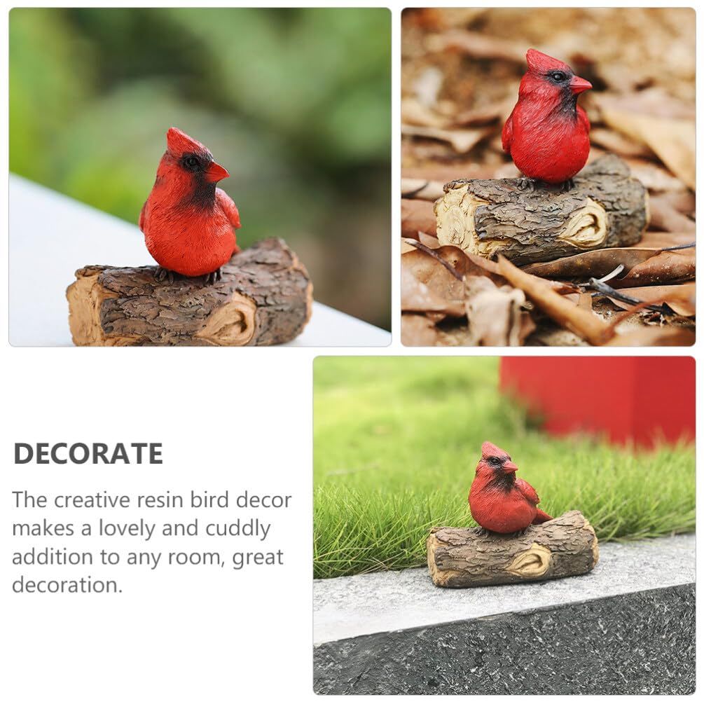 Miniature Cardinal Figurine Resin Bird on Tree Statue Outdoor Garden Sculpture Yard Art for Christmas Party Decoration Gifts — image 3