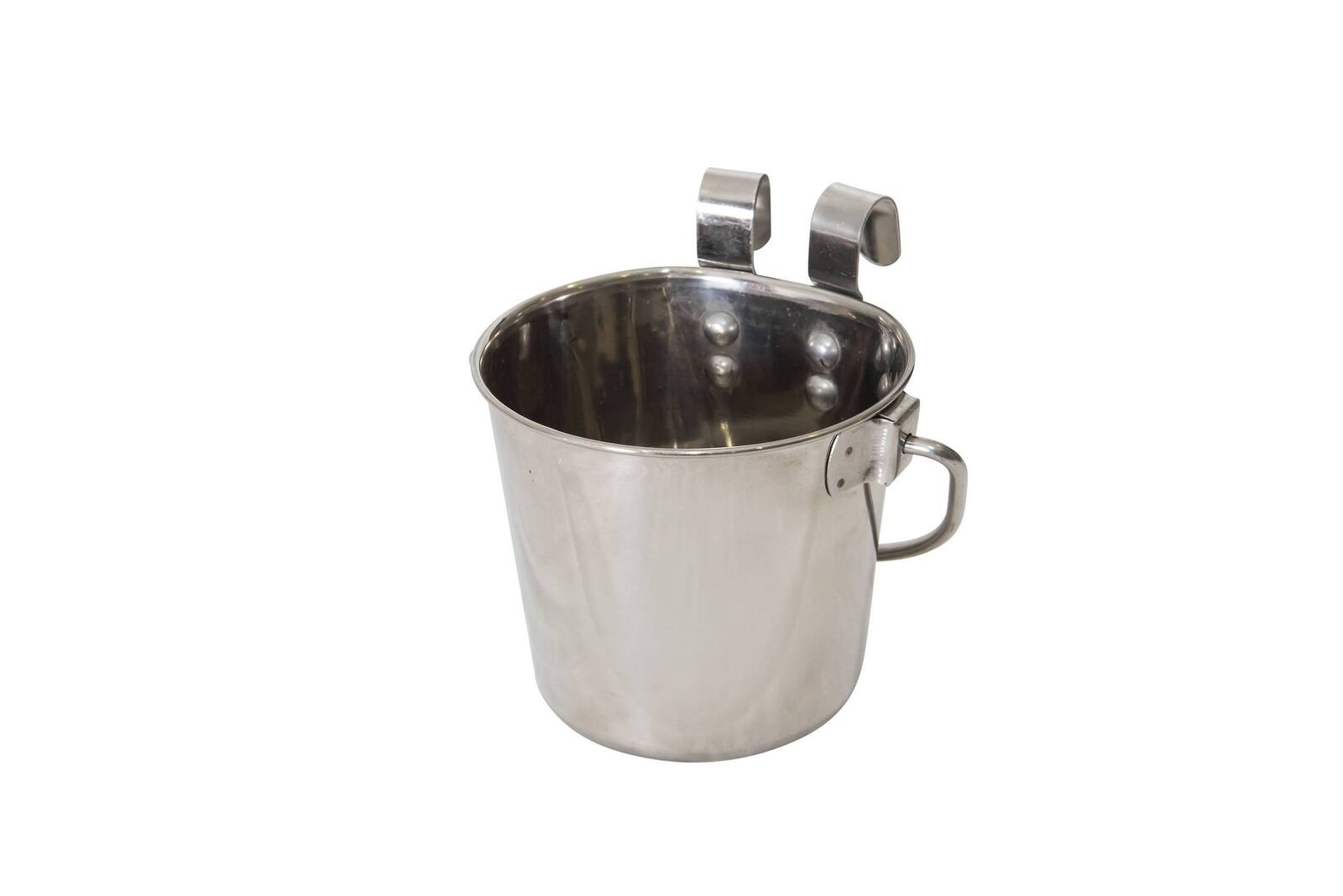 YES4PETS 2 × 2.8L Stainless Steel Pet Parrot Feeder Bowl Water Bowls Flat Sided Bucket with Riveted Hooks