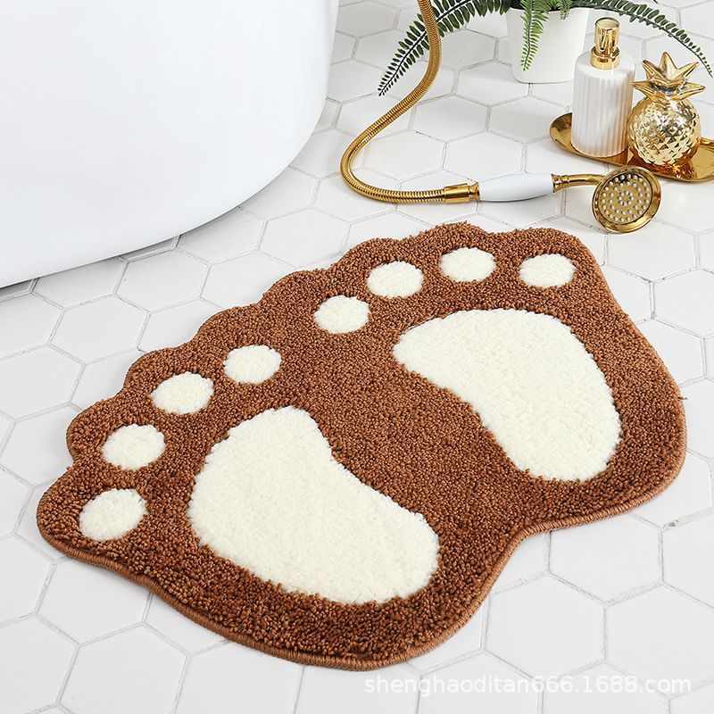 Faux Wool Bathroom Mat Super Absorbent Mat Paw Shaped Mat Non Slip Mat Machine - Pink - Size 40-60cm — image 6