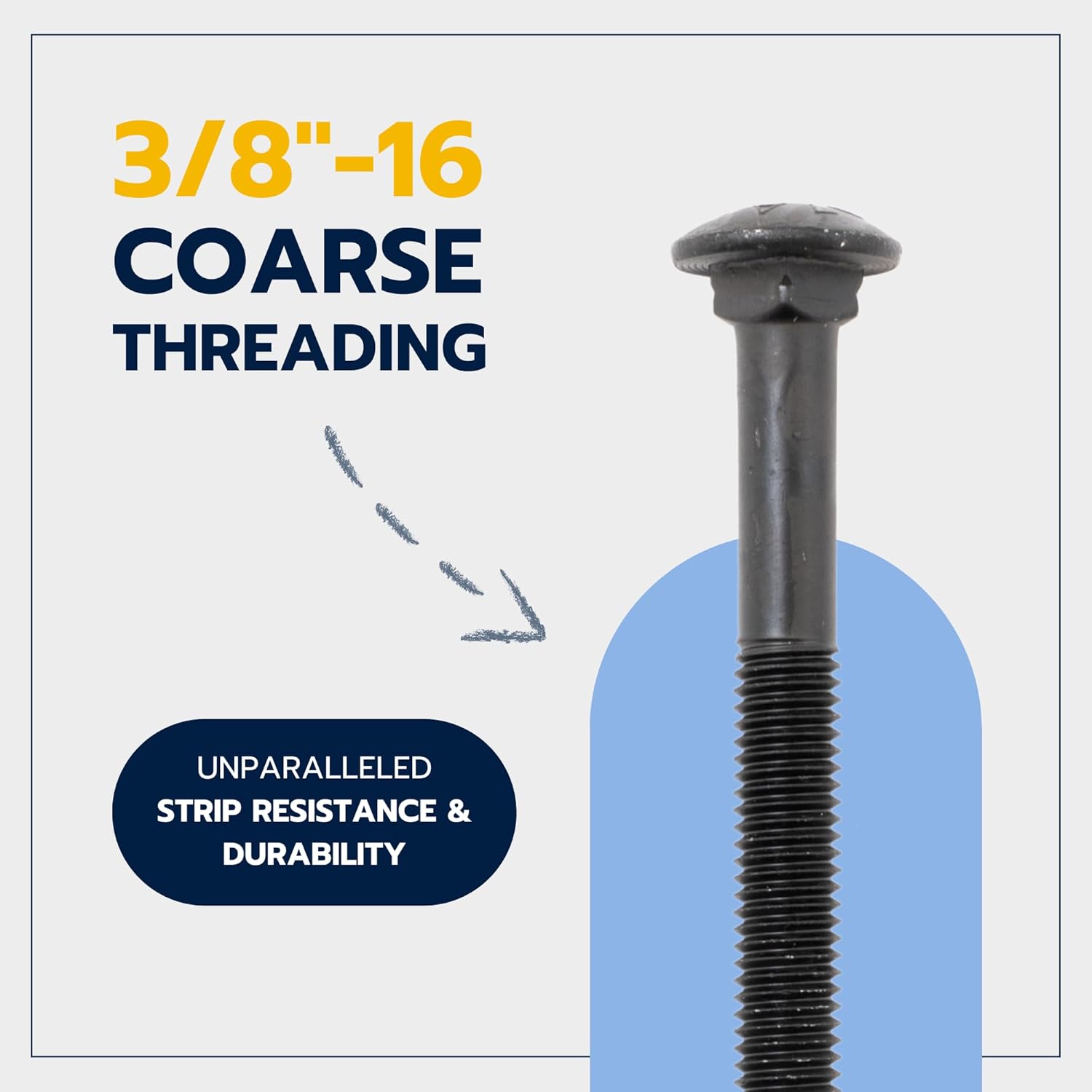 3/8" x 12" (25 Pack) Black Carriage Bolt Kit, Grade 307A, Ceramic Coated for Exterior Use, 2X Rust Resistance of Galvanized by Makers Bolt โ image 5