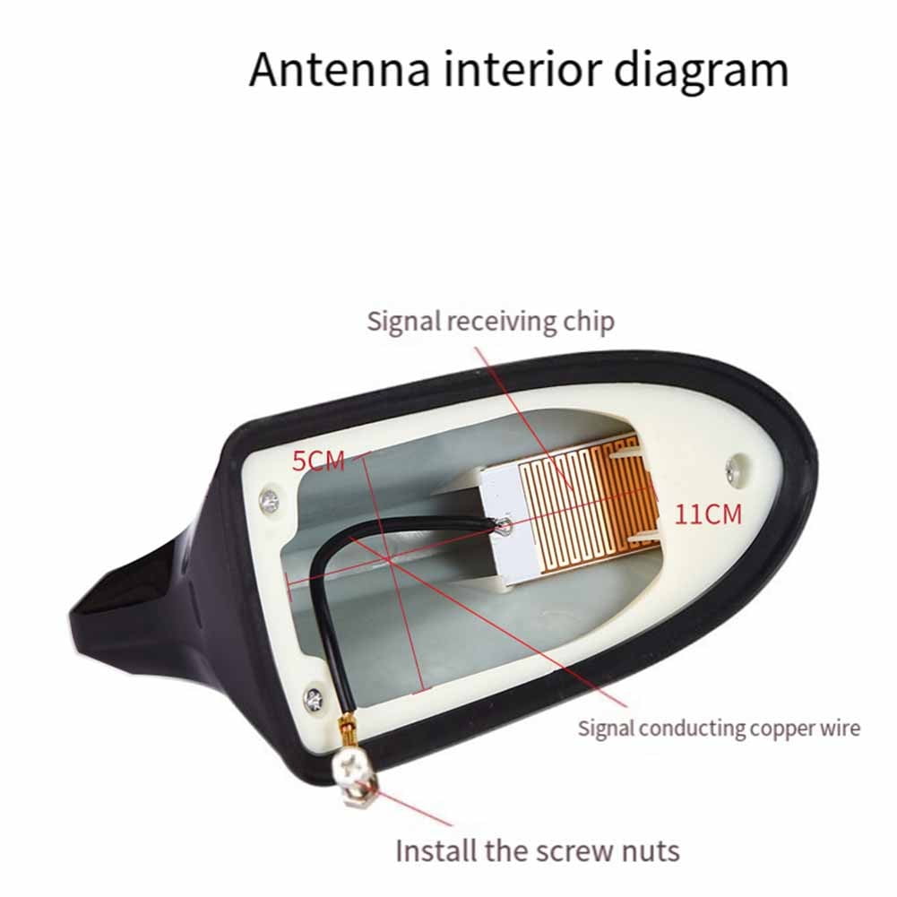 Universal Car Shark Fin Antenna Radio Signal Aerials Roof Mount Am/Fm Receiver Decoration No-Drill Installation Multiple Colors Available Black — image 2