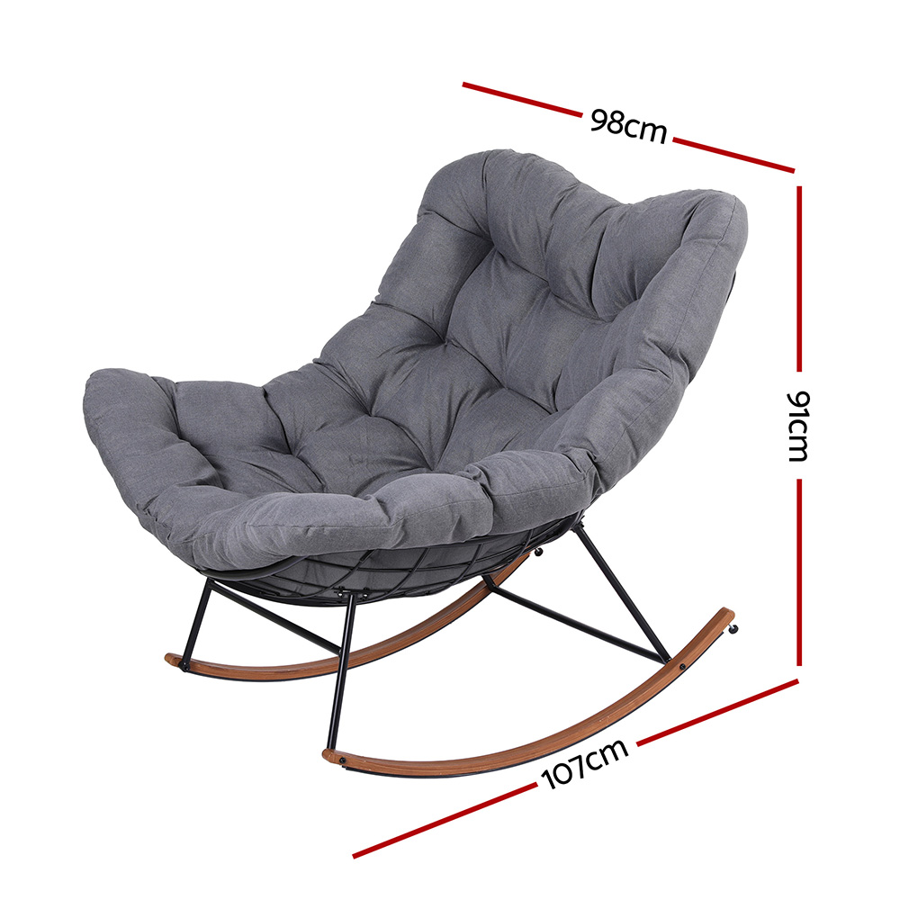 Gardeon Outdoor Rocking Chair Furniture Papasan Recliner Garden Patio Lounge Setting — image 3