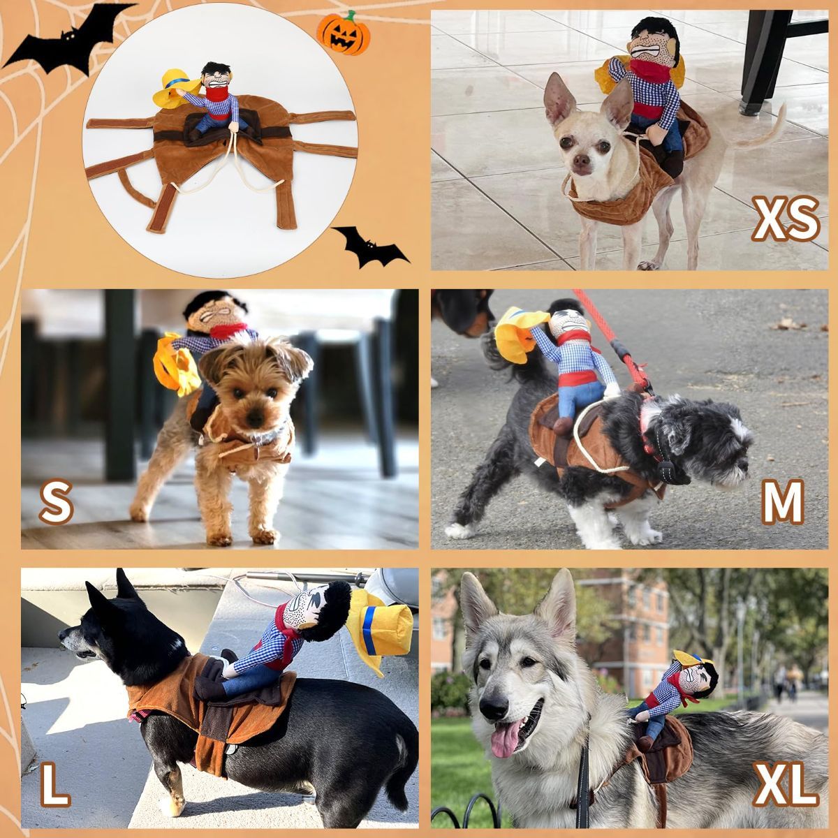Cowboy Rider Dog Costume - Halloween Dog Costumes for Large Dogs | Breathable Material | Knight Style with Doll and Hat for | for Shepherd, Husky, Shiba Inu — image 4
