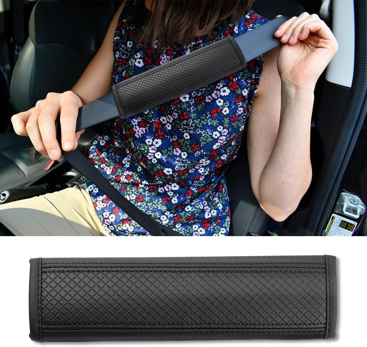 2-Pack Car Seat Belt Cover Pad Fiber Leather Seatbelt Shoulder Strap Covers Soft Comfort Skin-Friendly Universal Black Seatbelt Cover — image 6
