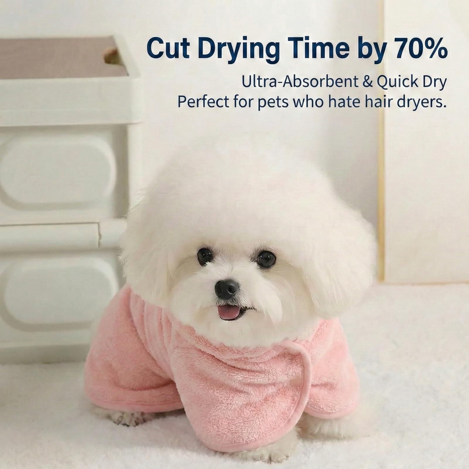 2026 New Puppy Bathrobe with Hood, Dog Bathrobe Absorbent Towel for Small Dogs Fast Drying Dog Robe Coat with Hood Puppy Towel Wrap Pet Grooming After Shower — image 6