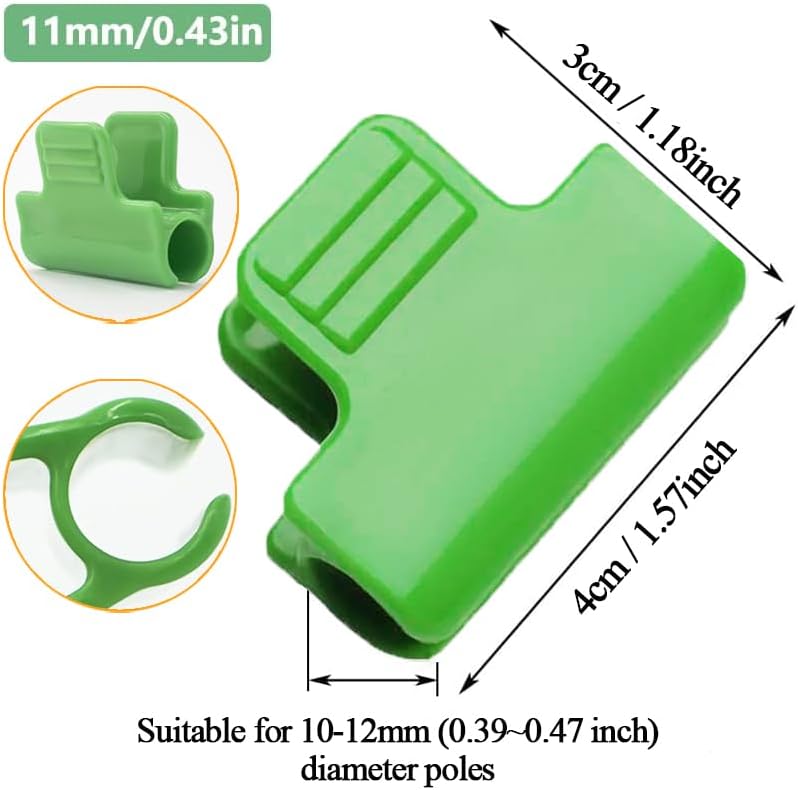 Greenhouse Film Clips for Securing Fleece, Netting and Covers to Garden Hoops, Reusable Plant Tunnel Clamps, 11 mm, Green — image 2