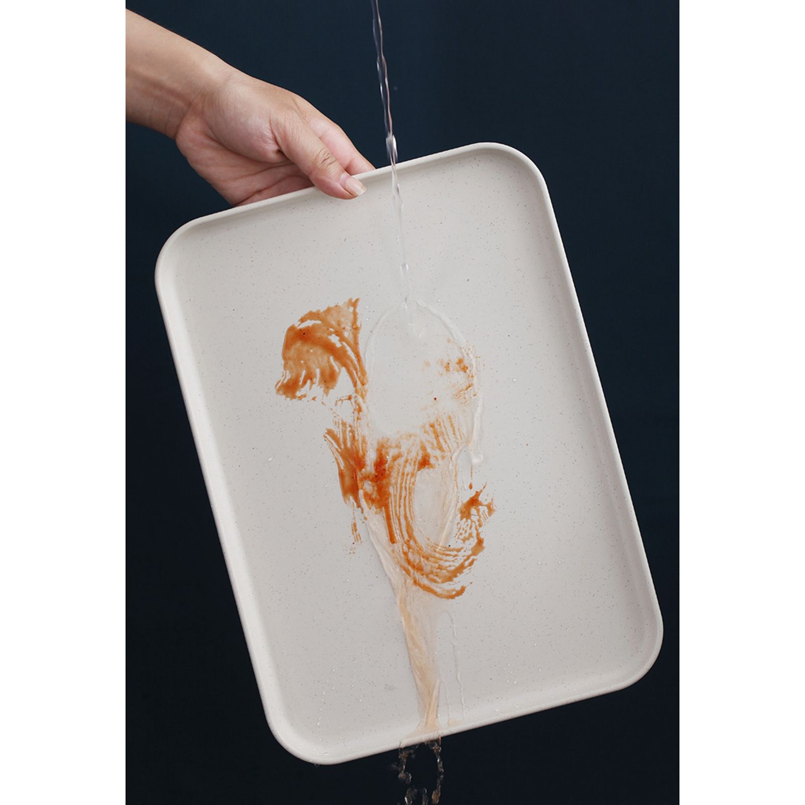 Kitchen Serving Tray Wheat Straw Rectangular Nordic Style Cupcake Fruit Snack Tea Tray for Home Office Restaurant Beige M (Size: Approx. 31x22.5cm / โ image 4