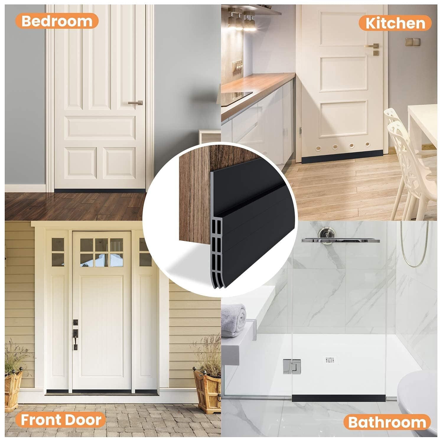 Door Draft Stopper, 37 Inch Under Door Sweep Bottom Blocker with Rubber Seal Strip, Under Door Seal for Exterior/Interior, Soundproof Weather Stripping Door — image 5