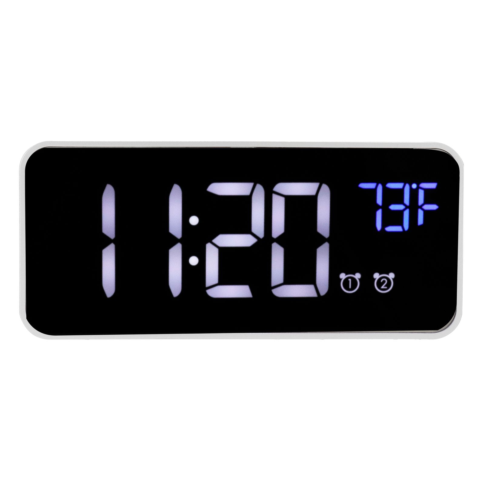 LED Digital Alarm Clock Thermometer with Snooze USB Charging Bedroom Office DecorationSilver — image 2