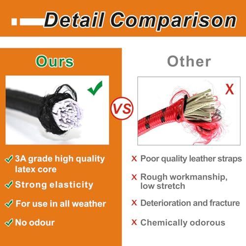 Bungee Cords with Carabiner Hooks Heavy Duty, Outdoor Black Bungee Straps, Strong Industrial Grade Elastic Bungee Rope for Securing Tarps, Luggage — image 3