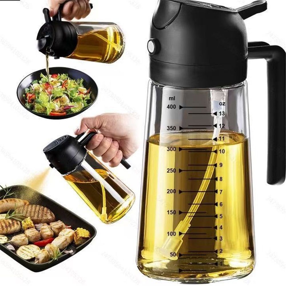 16oz/470ml Glass Olive Oil Sprayer for Cooking β 2 in 1 Olive Oil Dispenser Bottle for Kitchen Gadgets and Air Fryer Accessories, Salad, BBQ - Black β image 2