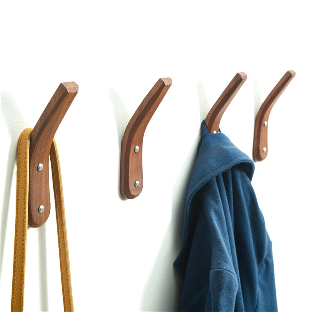 4Pack Wood Hooks Wall Mounted, Minimalist Easy Install Natural Real Walnut Cute Mid Century Modern Simple Rustic Boho Home Foyer Entryway Decor, for Hanging — image 3
